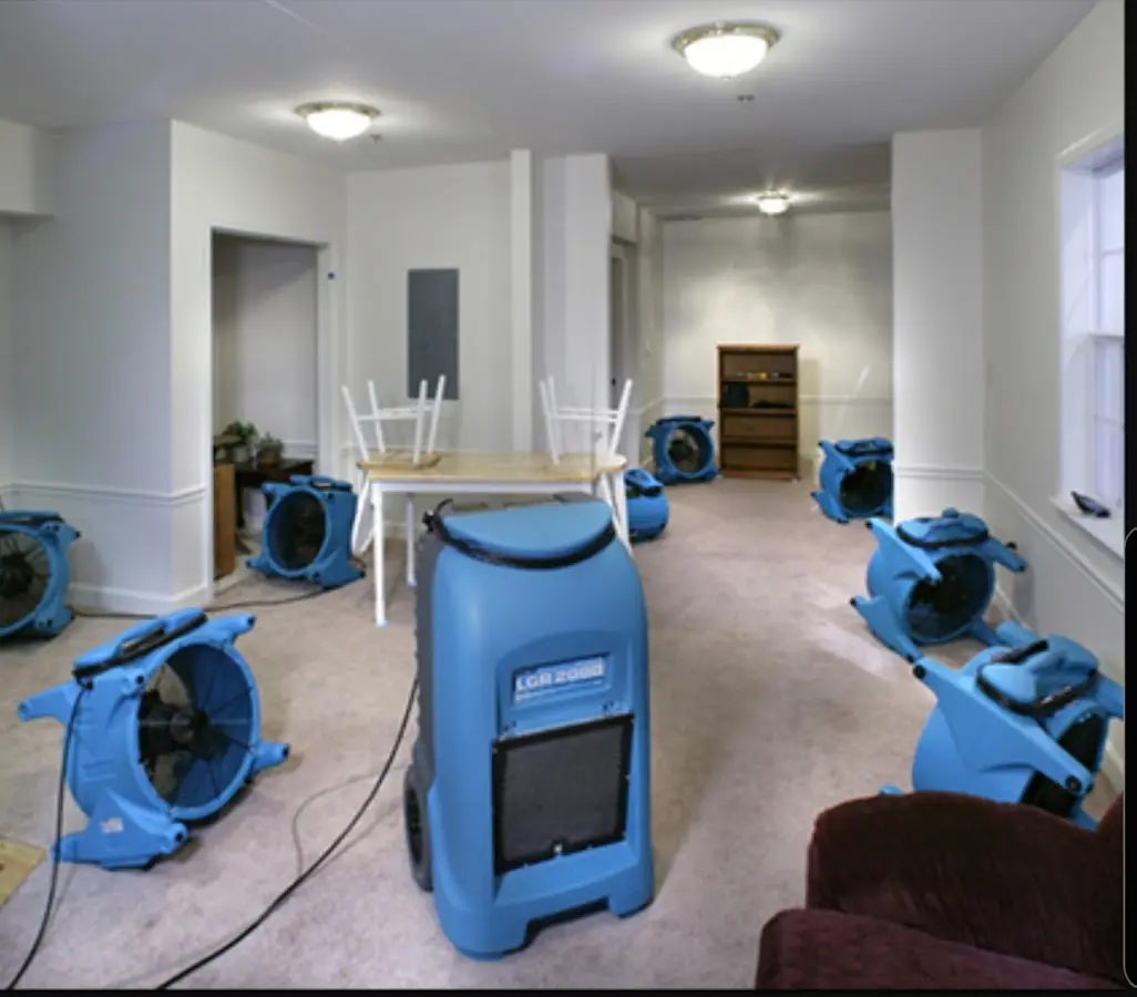 Air movers and dehumidifier setup for Water Extraction & Removal in Oneonta